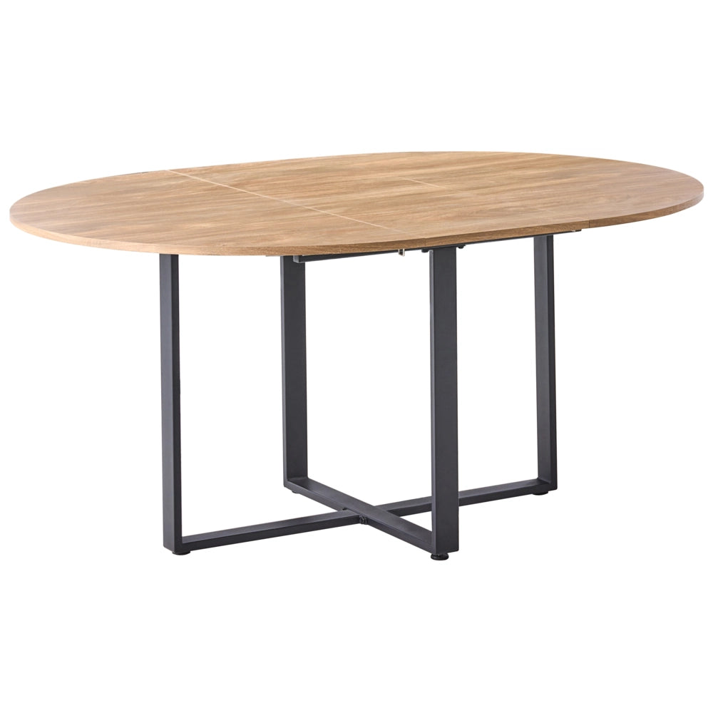 Tavolo da pranzo marrone nero MDF ferro 120/160 x 120 cm moderno quadrato allungabile gambe incrociate a X meccanismo a farfalla