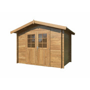 Casetta in legno da giardino 296x200 cm impregnato autoclave 28 mm, porta doppia con vetro e serratura, uso esterno - Esterni da Vivere
