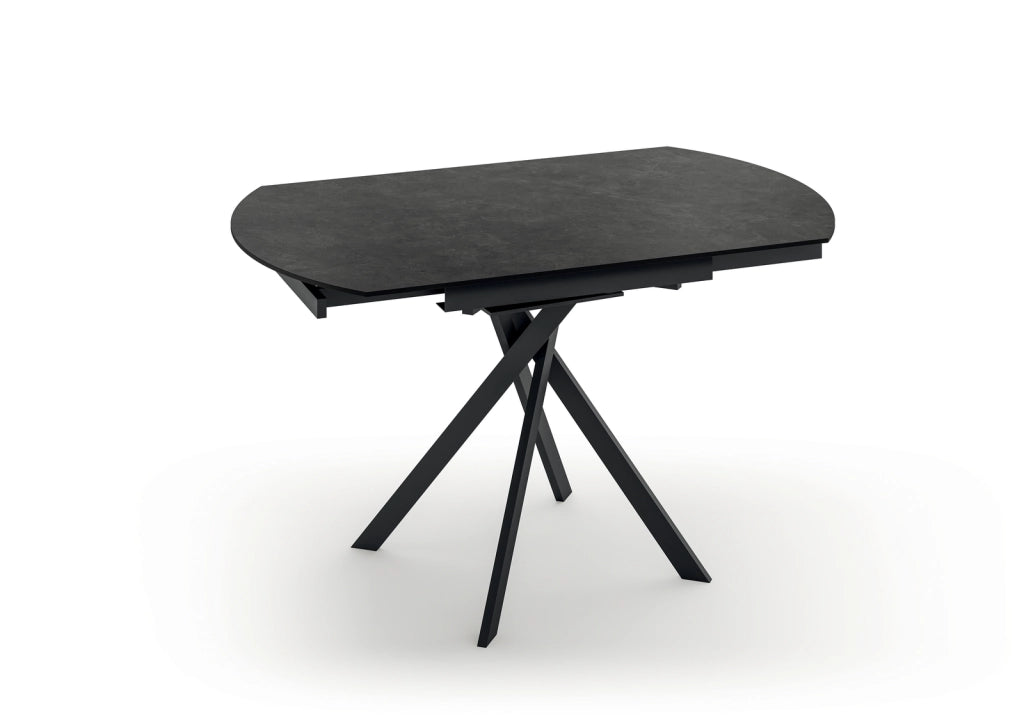 Tavolo Allungabile Roll 120x80/120x76 cm Top in Ceramica Gambe in Metallo Grigio Scuro