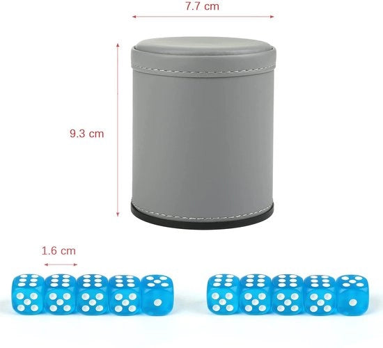 Set di bicchieri in pelle grigia a doppio contenitore da 10 pezzi per giochi