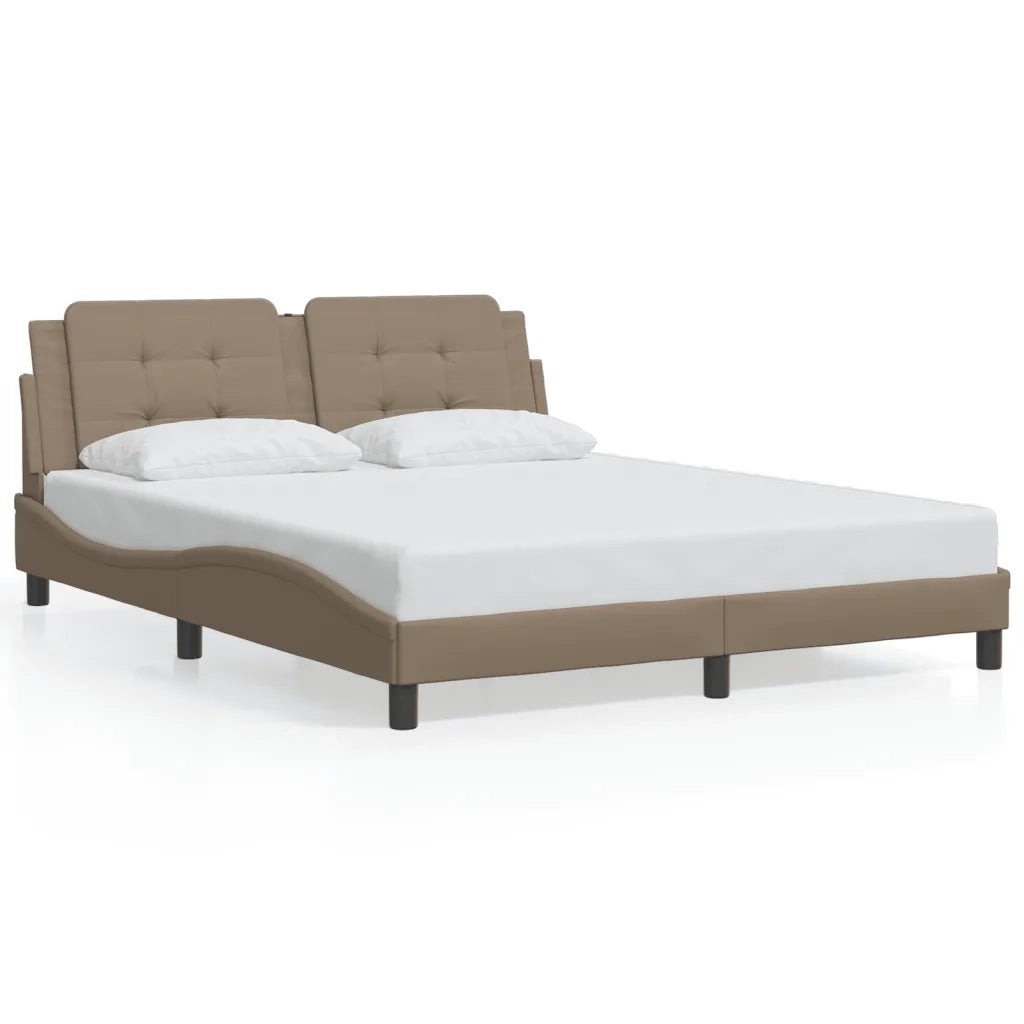 Letto matrimoniale | Letto per adulti | Giroletto con LED senza Materasso Zadar Cappuccino 160x200 cm
