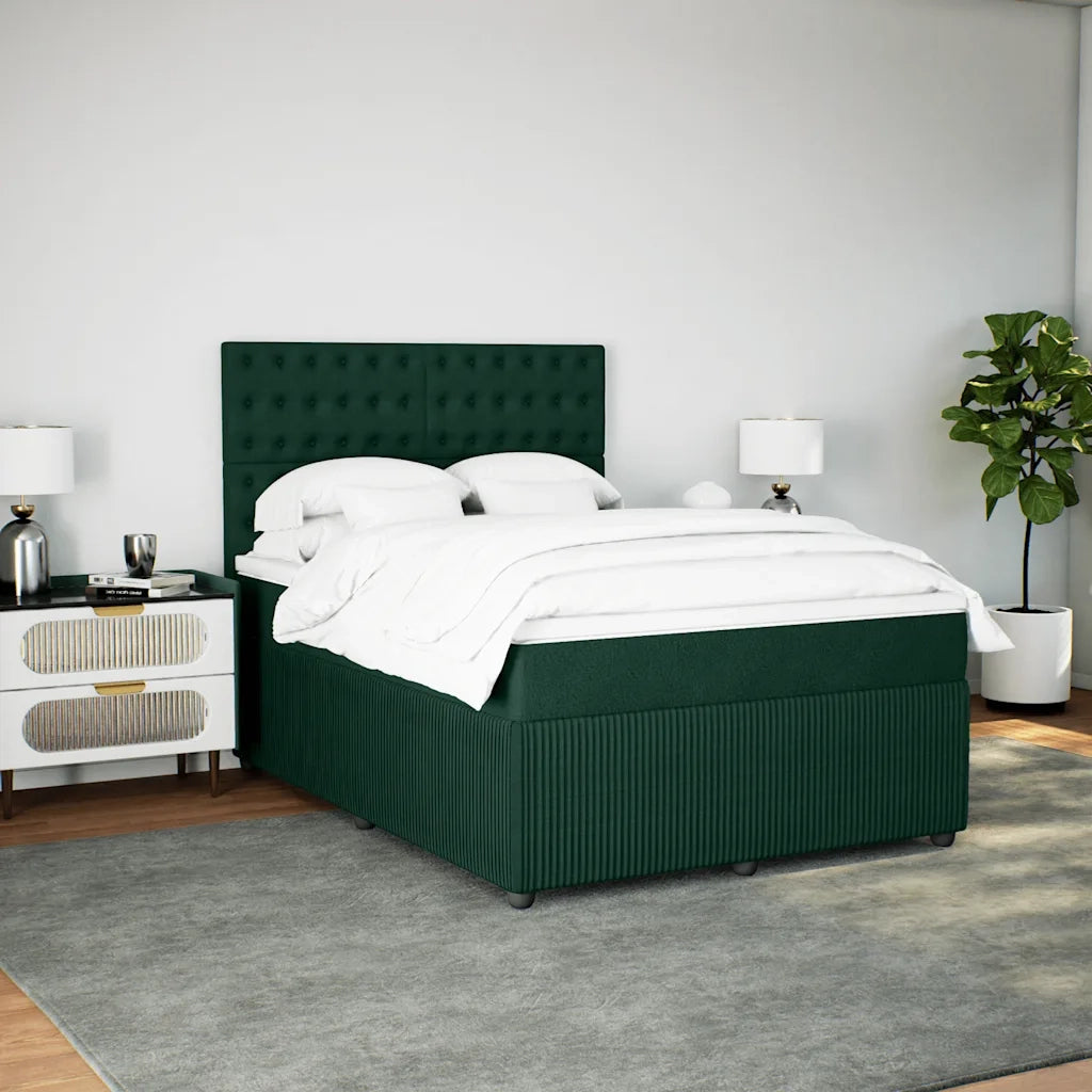 Giroletto a Molle con Materasso Verde Scuro 140x190 cm Velluto 3294649