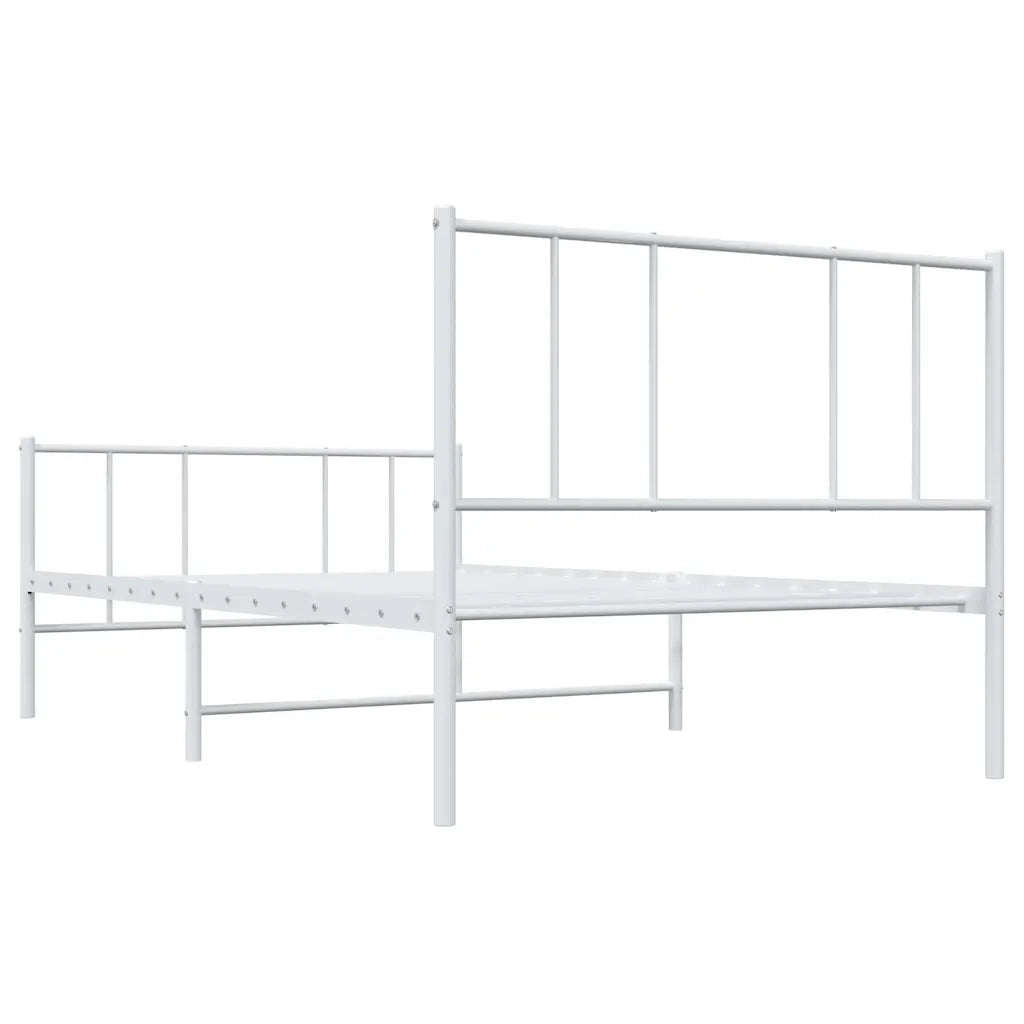 Letto singolo | Letto per adulti | Giroletto con Testiera e Pediera Metallo Bianco 100x200 cm