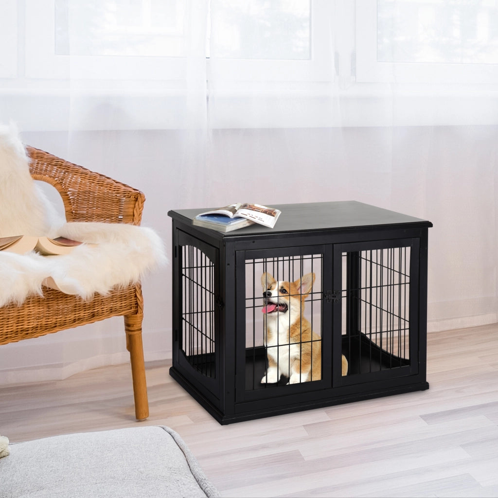 Gabbia per cani in legno MDF ¨C Minimal ¨C 81x58x66 cm nero