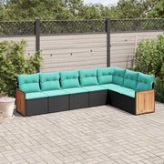 Set Divani da Giardino 7 pz con Cuscini Nero in Polyrattan 3227709