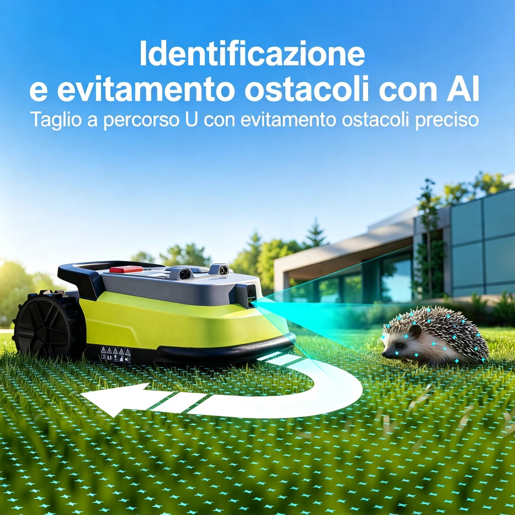 Robot tagliaerba M10 con RTK + Visione AI – pendenze fino al 55% – navigazione precisa – silenzioso (52 dB)