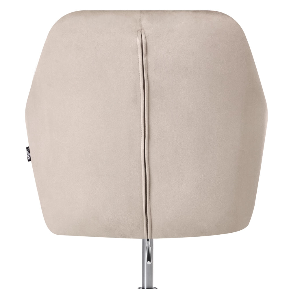 Sedia da ufficio in velluto beige con meccanismo a gas per la regolazione dell'altezza schienale trapuntato con cristalli e base girevole a 360°