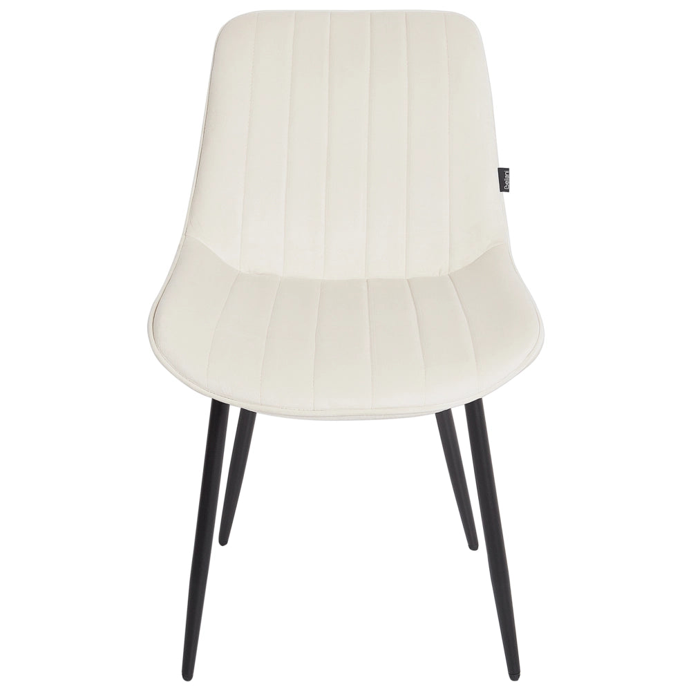 Set di 2 sedie da pranzo in velluto beige chiaro con gambe in acciaio nero senza braccioli set da pranzo salotto soggiorno moderno