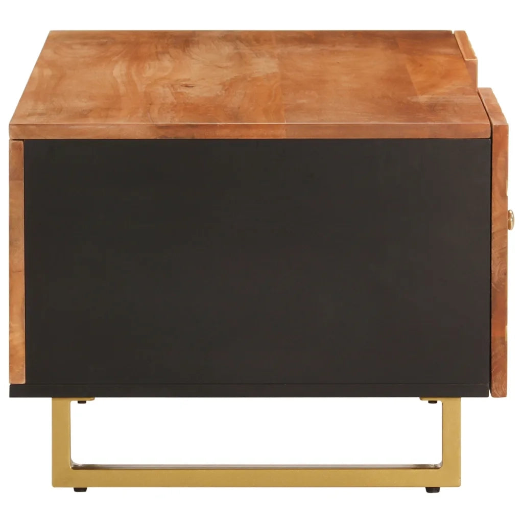 Tavolino da Salotto-Tavolino da soggiorno-Tavolo Marrone e Nero 100x54x40 cm Legno di Mango