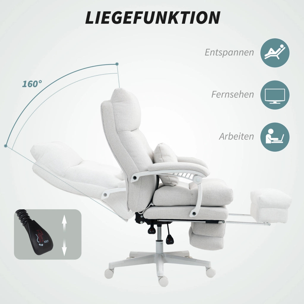 Poltrona reclinabile 160¡ã con poggiapiedi ¨C zephmum ¨C crema tessuto
