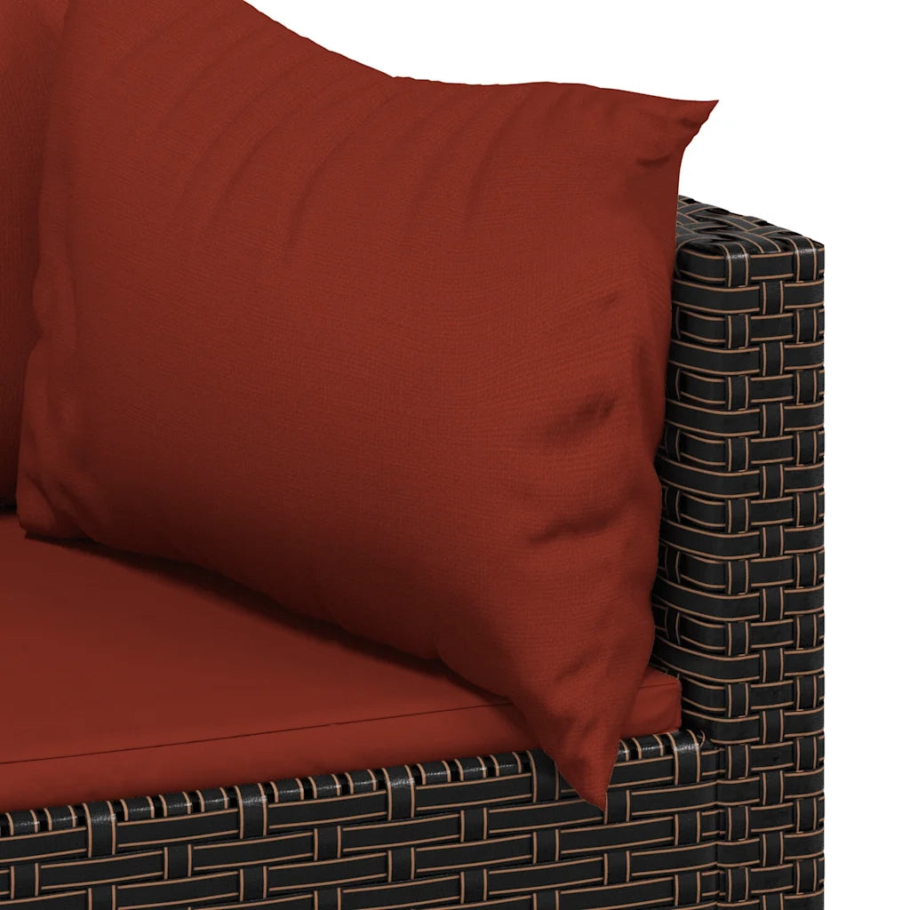 Set Mobili da Giardino 3 pz con Cuscini in Polyrattan Marrone 319823
