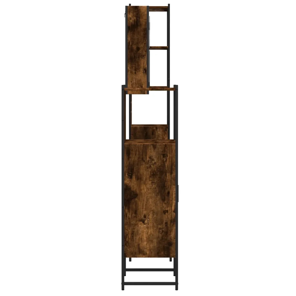 Set Mobili da Bagno 4 pz Rovere Fumo in Legno Multistrato