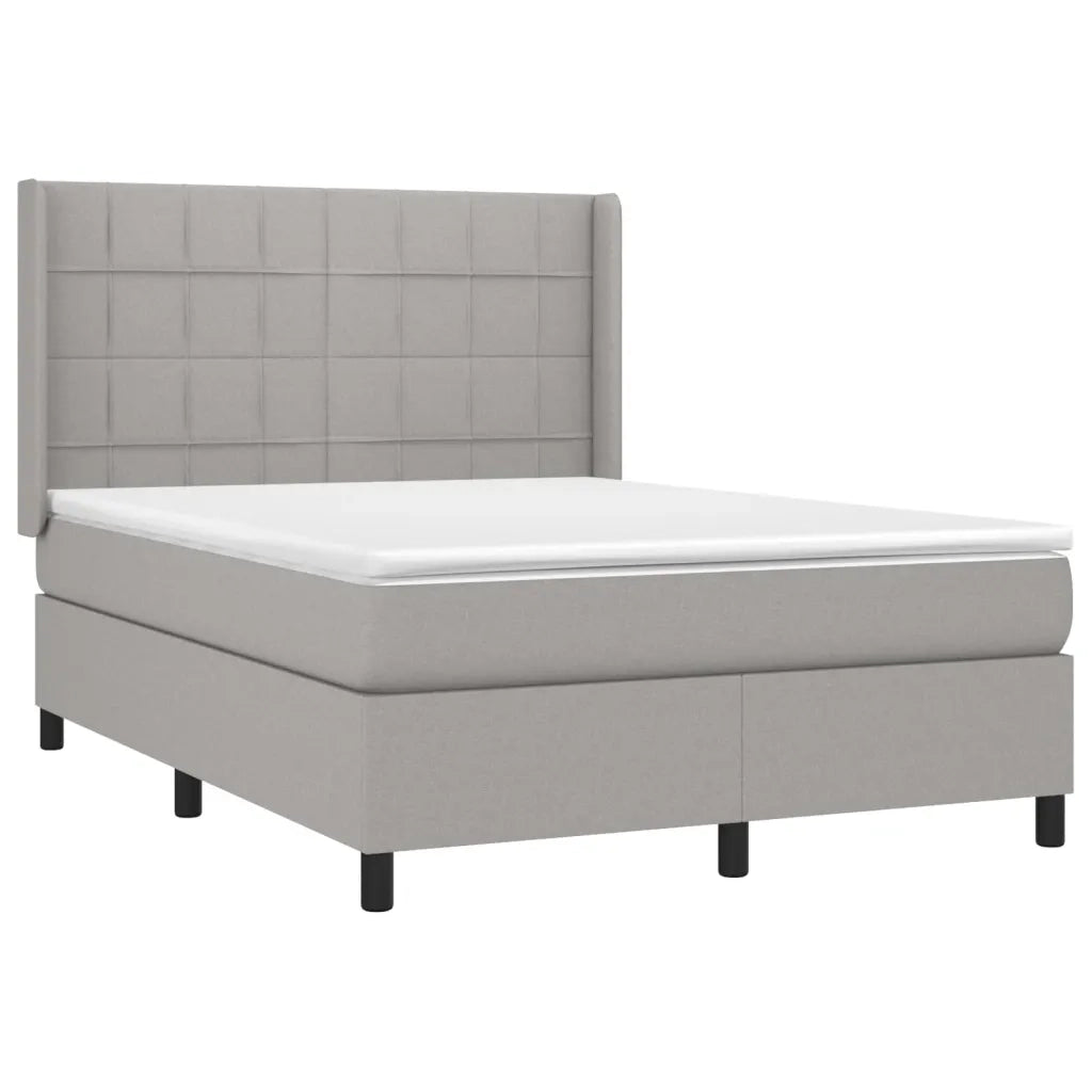 Giroletto a Molle con Materasso Grigio Chiaro 140x190cm Tessuto 3131425