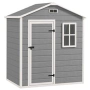 Capanno da Giardino 182x121x200 cm Box con Pavimento Finestra Porta con Serratura e Prese d'Aria in Plastica Grigio