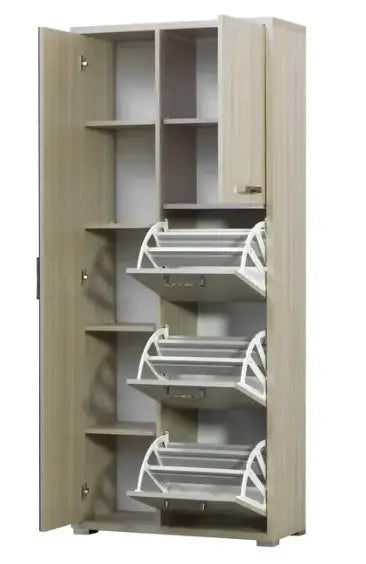 Armadio con specchio + 3 ribalte +anta olmo già montato L75.3 H175 P33