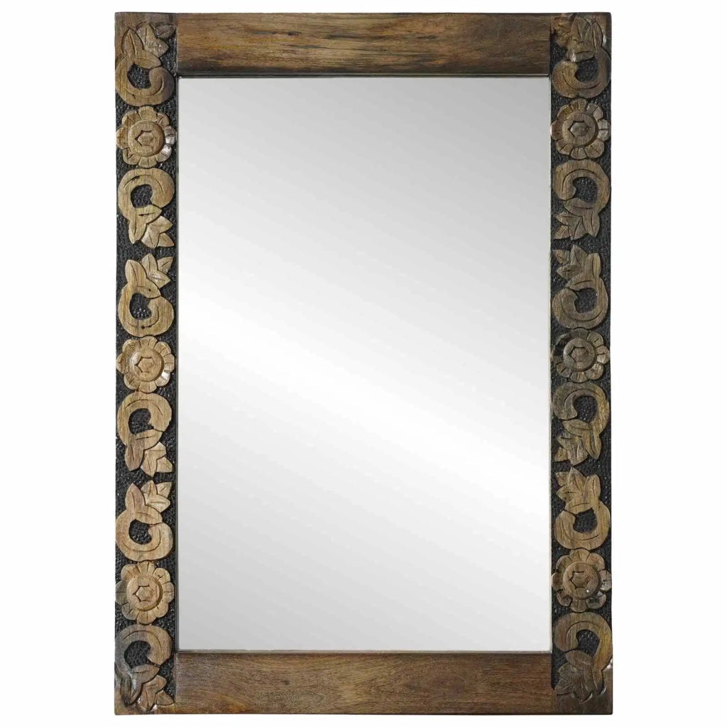 Specchio da Parete | Specchio decorativo Rettangolare Marrone Noce 70 x 50 cm