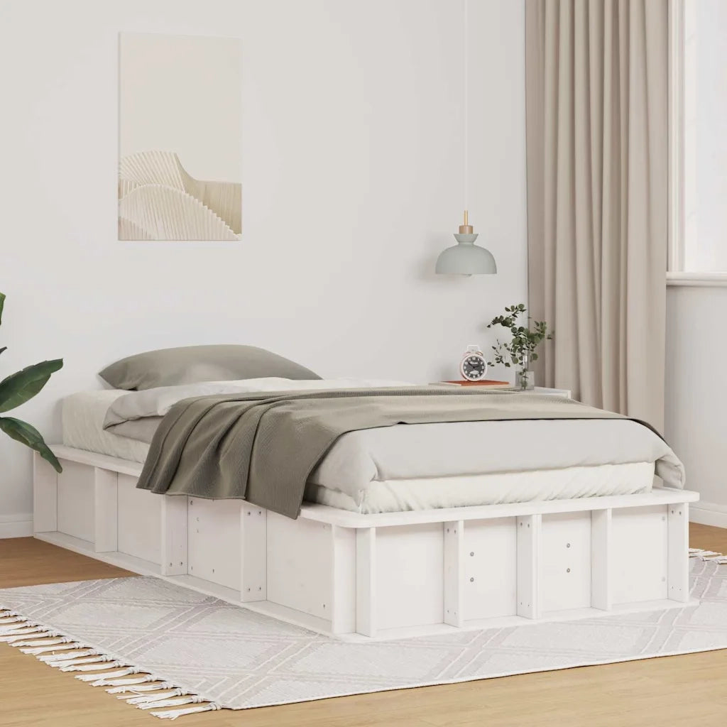 Letto singolo | Letto per adulti | Struttura del letto Bianco 100 x 200 cm Pino massello