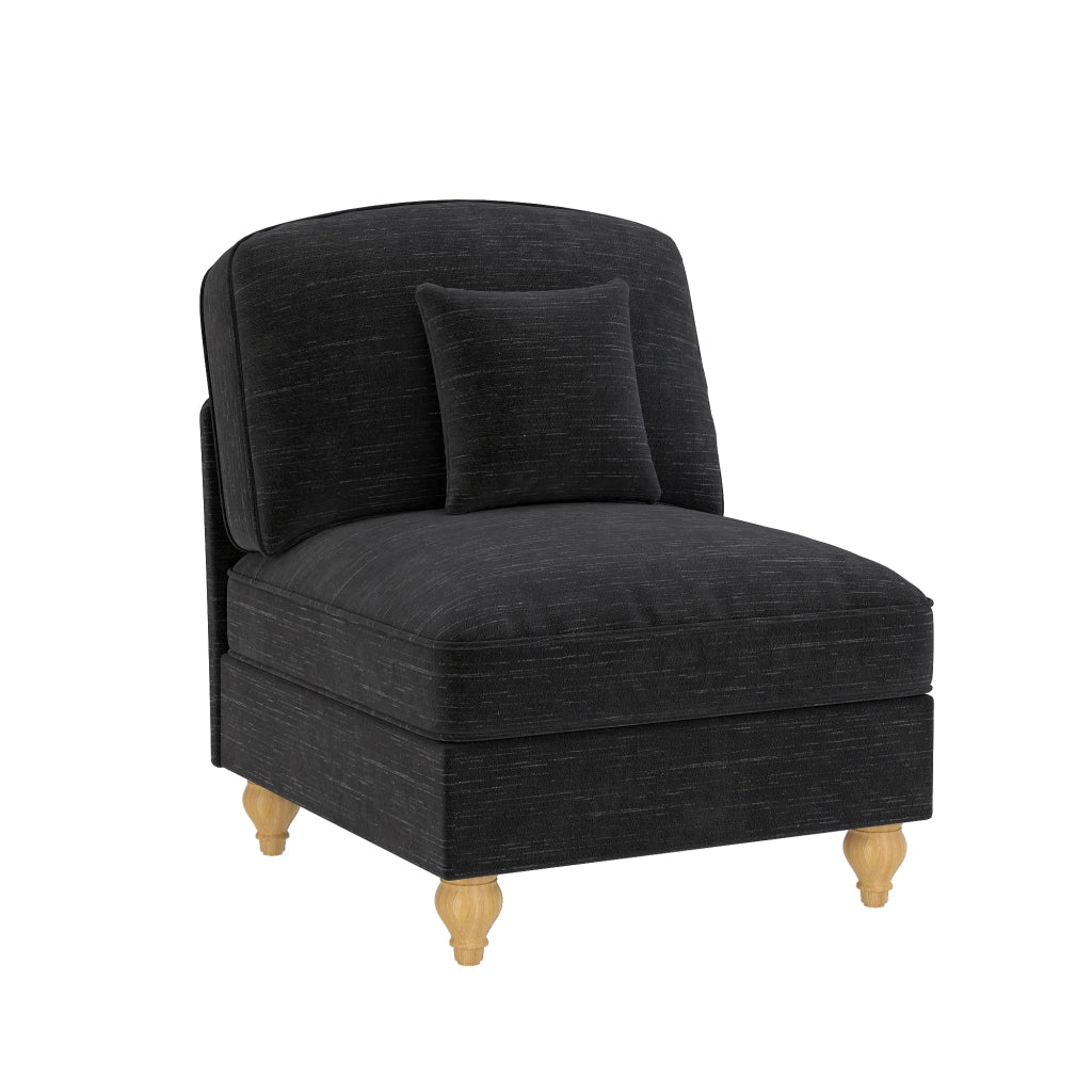 Divano senza braccioli Chenille - Zephmum- 1 cuscino - Nero