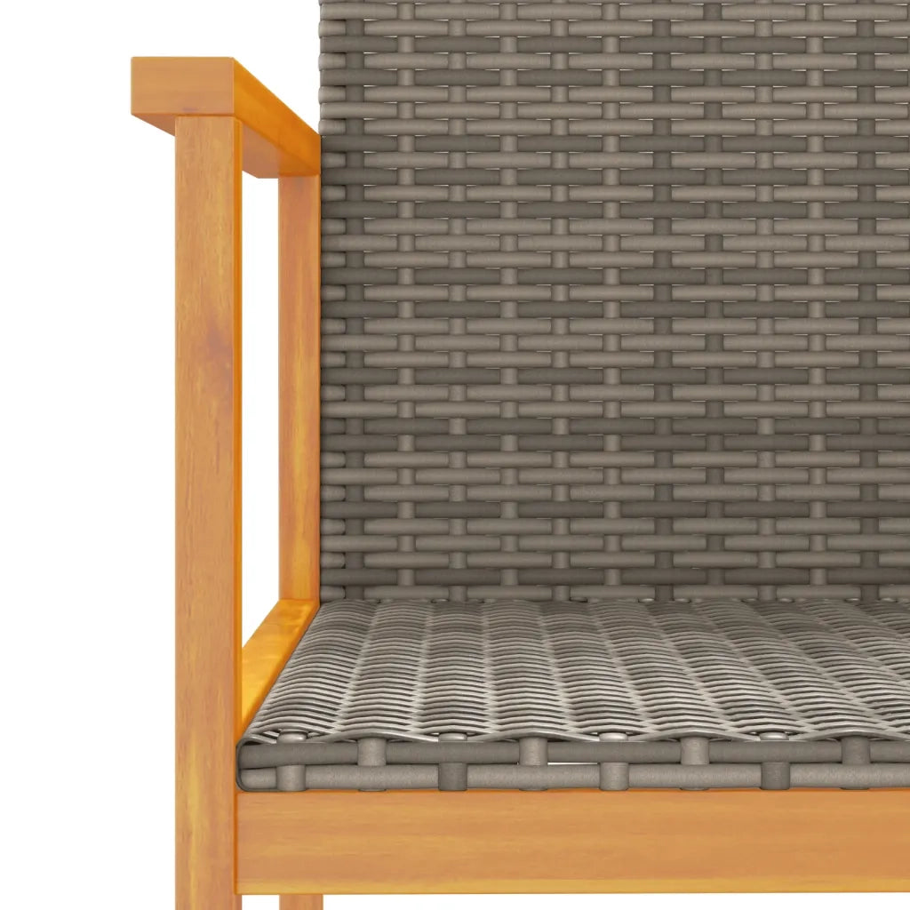 Sedie da Giardino 2 pz | Sedie da Esterno Grigie in Polyrattan e Legno Massello