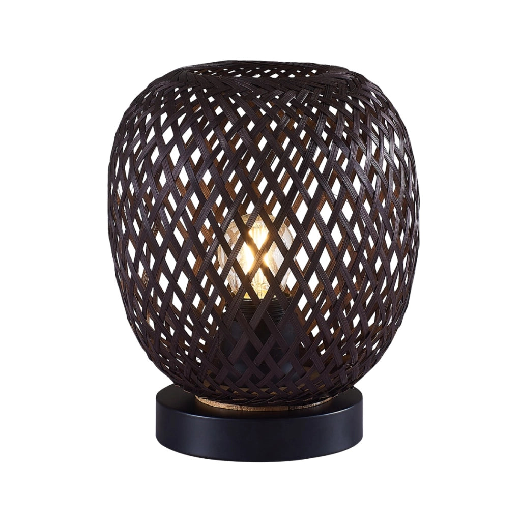 Lampada da tavolo boho nera bambù E27 Polux Zanzibar