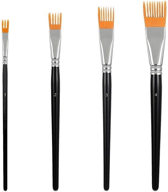 Set di pennelli per artista 4 pezzi - Pennelli per acrilico - Manico di legno di betulla - Pennelli per texture - Accessori per la pittura creativa - Set di pennelli