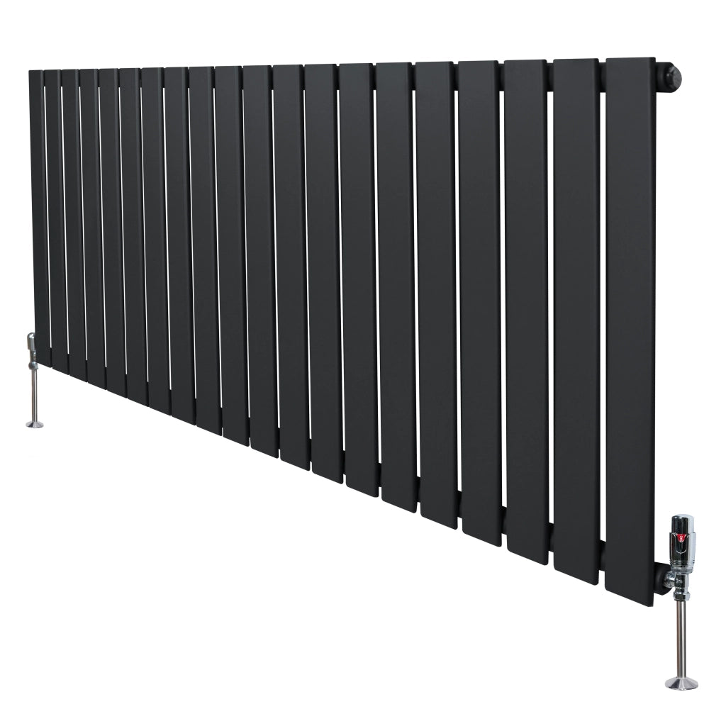 Radiatore Orizzontale 600 x 1400 mm con Valvole TRV Grigio Antracite