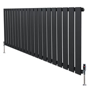 Radiatore Orizzontale 600 x 1400 mm con Valvole TRV Grigio Antracite