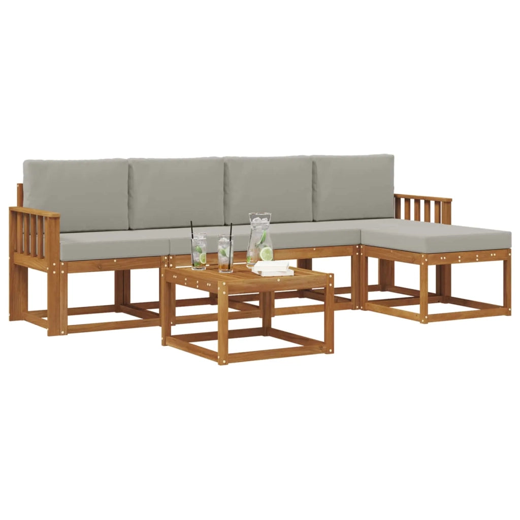 Set di divani da esterno 6 pcs Grigio Naturale e Chiaro 3366284
