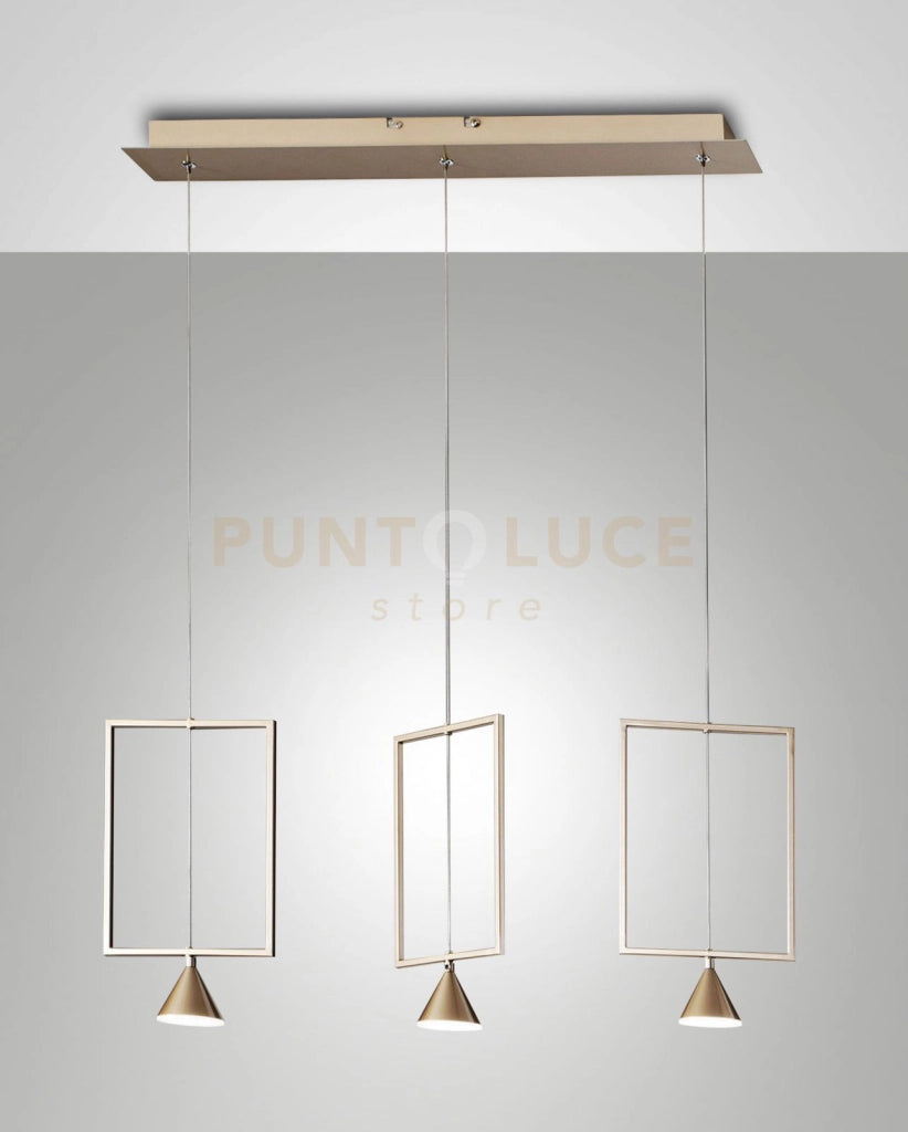 SIRIO RECTANGULAR SOSPENSIONE ORO OPACO 3 LUCI 3390-49-225