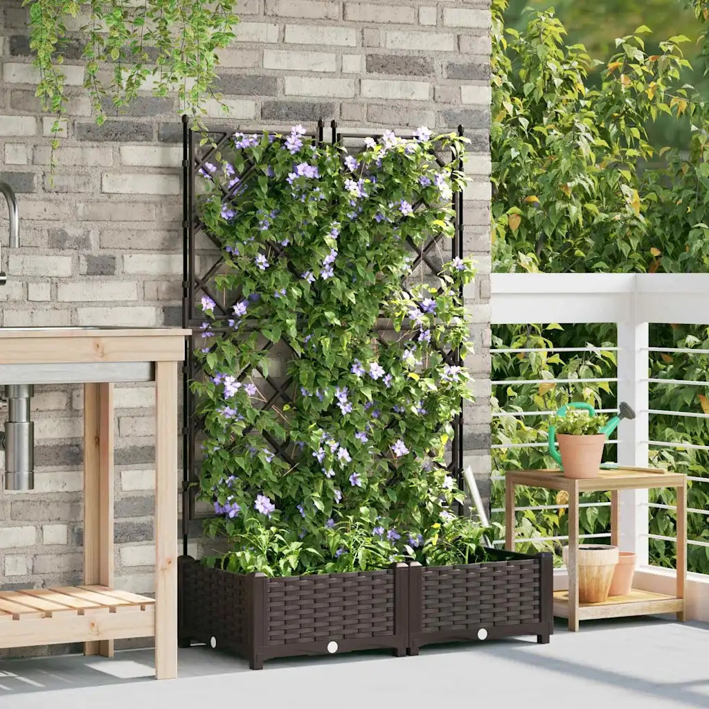 Vaso da giardino 2 pcs Marrone 80 x 40 x 125,5 cm Plastica 42002814