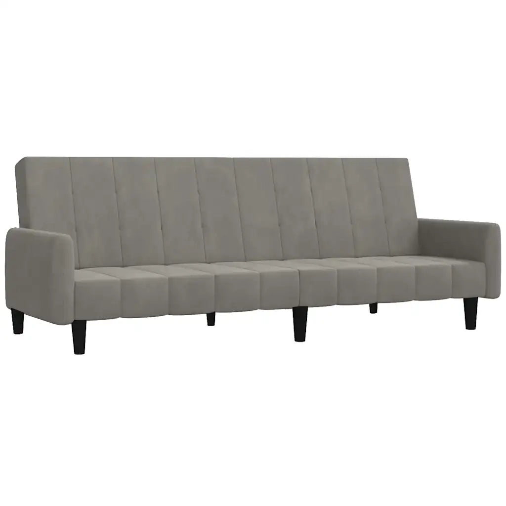 Divano Letto a 2 Posti Grigio Chiaro in Velluto 375774
