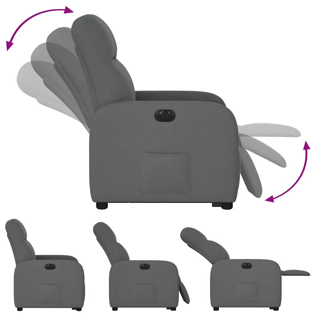 Poltrona Alzapersona Reclinabile Elettrica Grigio Scuro Tessuto 3302993