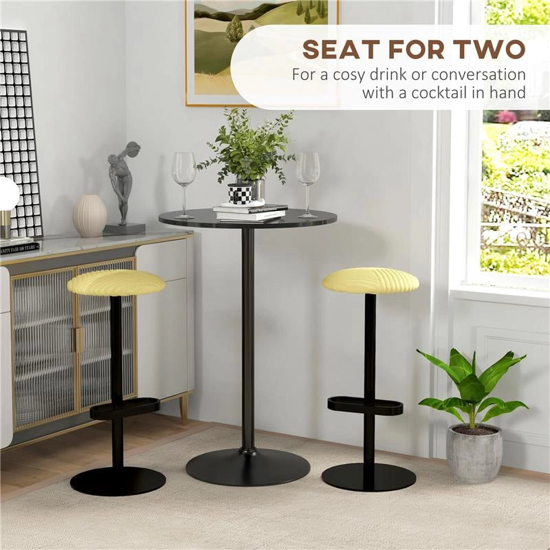 TAVOLO ALTO DA BAR MODERNO ROTONDO CON BASE IN ACCIAIO E PIANO IN MDF, Ø70X102CM, NERO