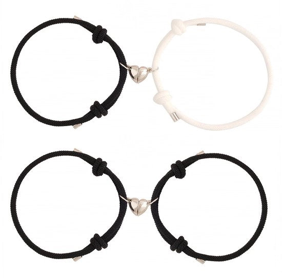 Cinturini magnetici per bracciali - 2 paia - Cinturini regolabili - Filo Milanese duraturo - Adatti come regalo - Cinturini per bracciali congiunti