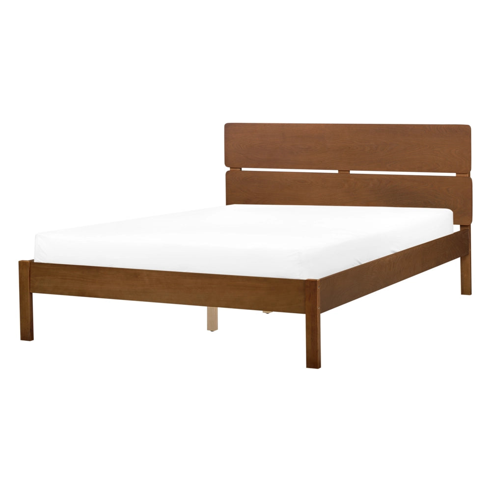 Letto in marrone scuro UE matrimoniale 140 x 200 cm con testiera a doghe Stile rustico minimalista