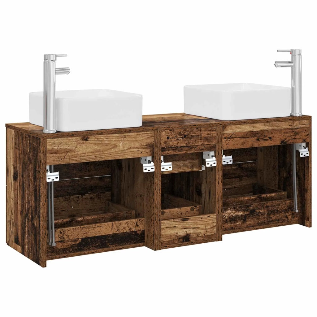 Set di Armadi da Bagno 3 pz Legno antico 49,5 x 41 x 63 cm 3405833