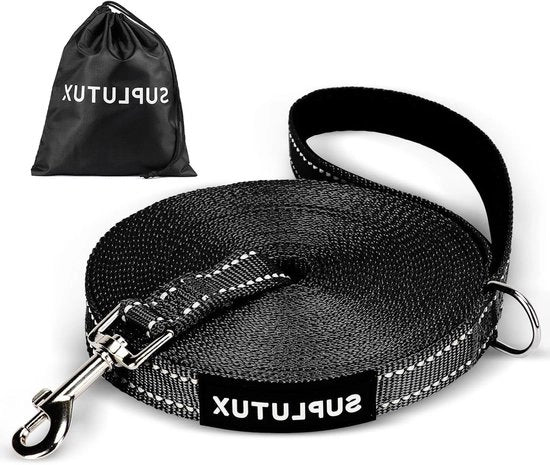 Guida Riflettente per Cani 3 m 5 m 10 m 15 m 20 m 25 m 30 m con Carabiner Robusto Perfetta per Passeggiate Notturne Adatta a Tutti i Dimensioni di Cane (Nera 5 Metri)