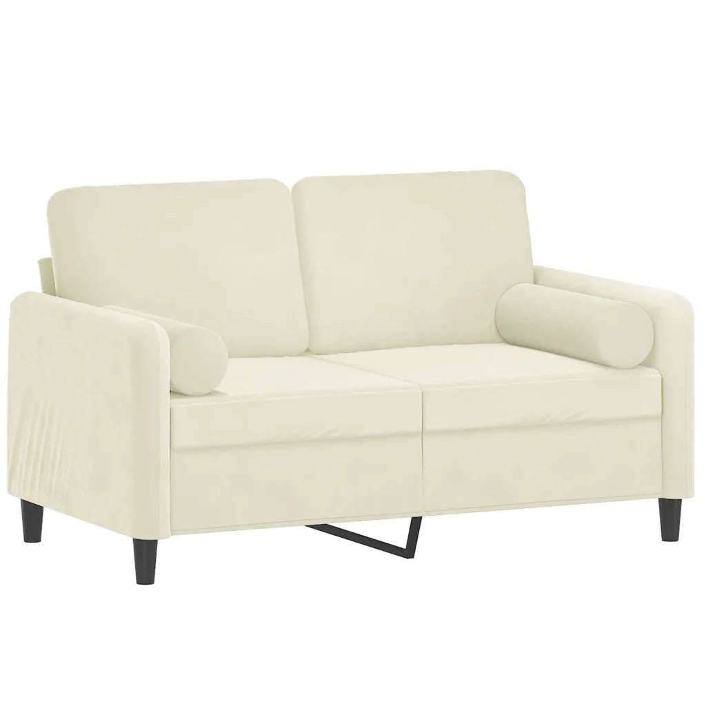 Divano a 2 Posti con Cuscini-Sofa 2 Posti con Cuscini Crema 120 cm in Velluto 550151