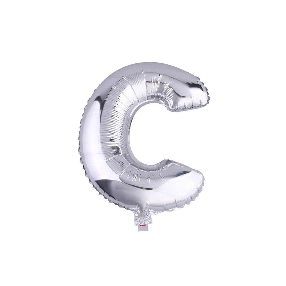 Trade Shop - Palloncino Gonfiabile Elio Lettera C Argento 35 Cm Compleanno Festa Party Casa -