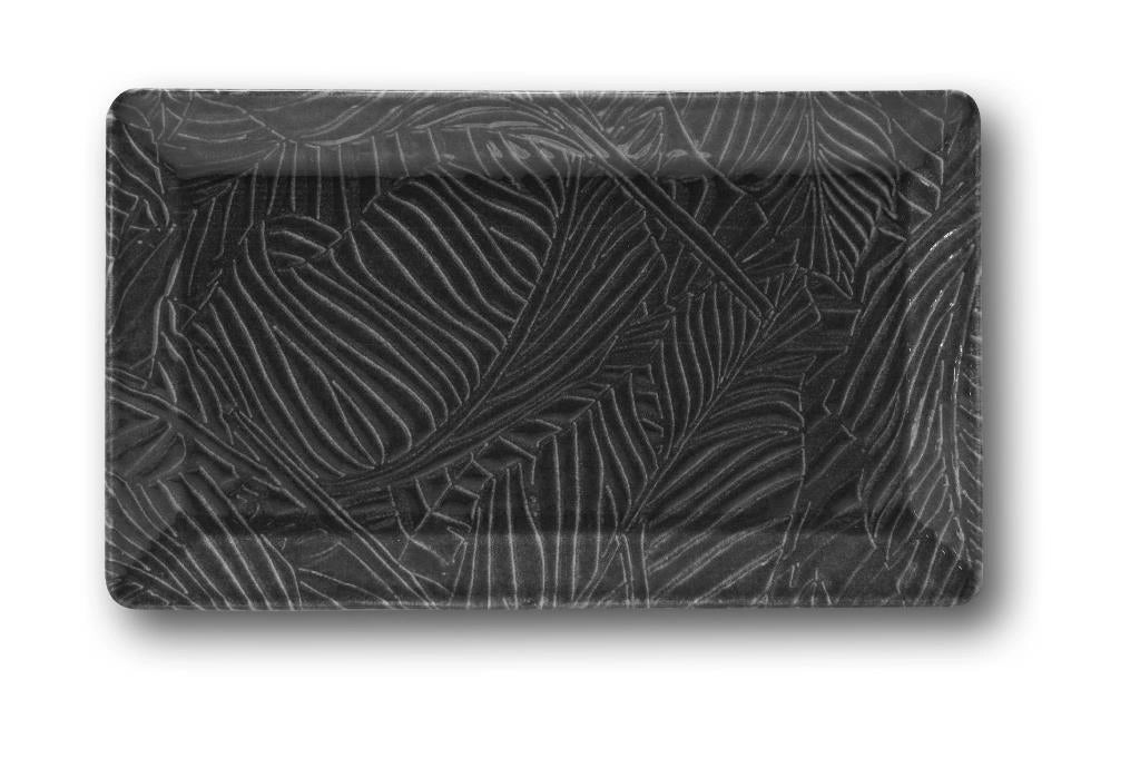 Piatto da Tavola Portata Rettangolare Breath Nero Kimi 26 x 15 cm Saturnia