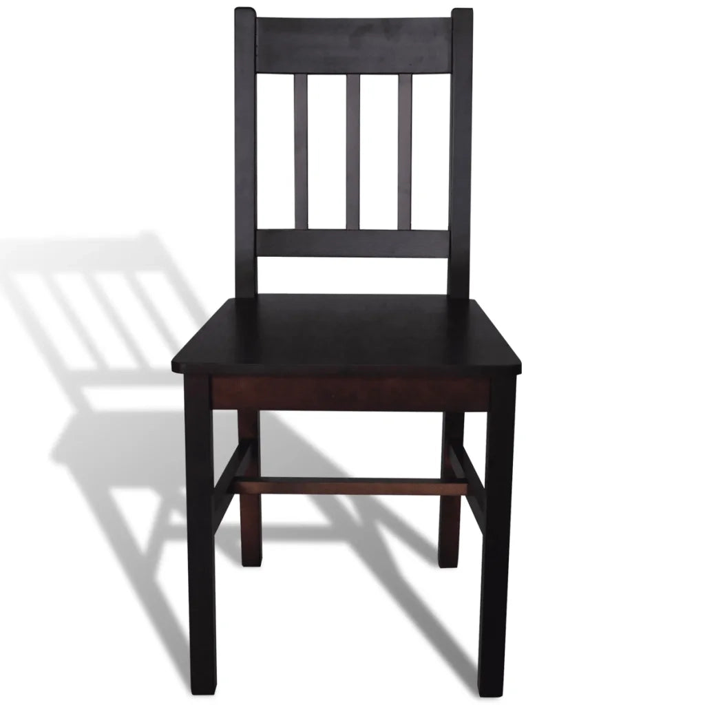Sedie da Pranzo 4 pz | Sedie da cucina Marrone Scuro in Legno di Pino