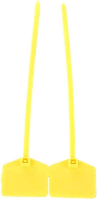 Cinturini per cavi con etichetta 100 pezzi - Cinturini per cavi autoadesivi - Etichette per abbigliamento, logistica, trasporto bagagli 12 cm (giallo)