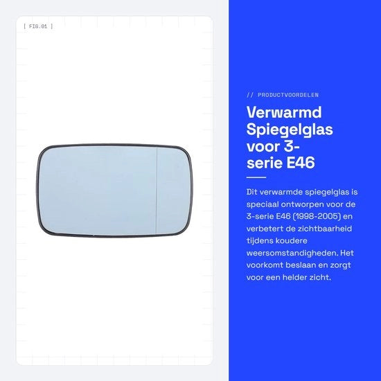 Vetro termico per specchietto retrovisore per BMW E46 (1998-2005)