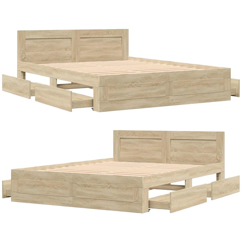 Letto matrimoniale | Letto per adulti | Struttura del letto 2 pcs Sonoma 153 x 203 cm Legno multistrato