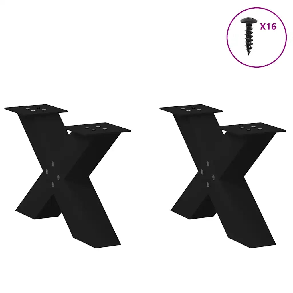 Gambe per Tavolino da Caff¨¨ a X 2 pz-Set di 2 Gamba per Tavolo Nere 50x(30-31) cm Acciaio
