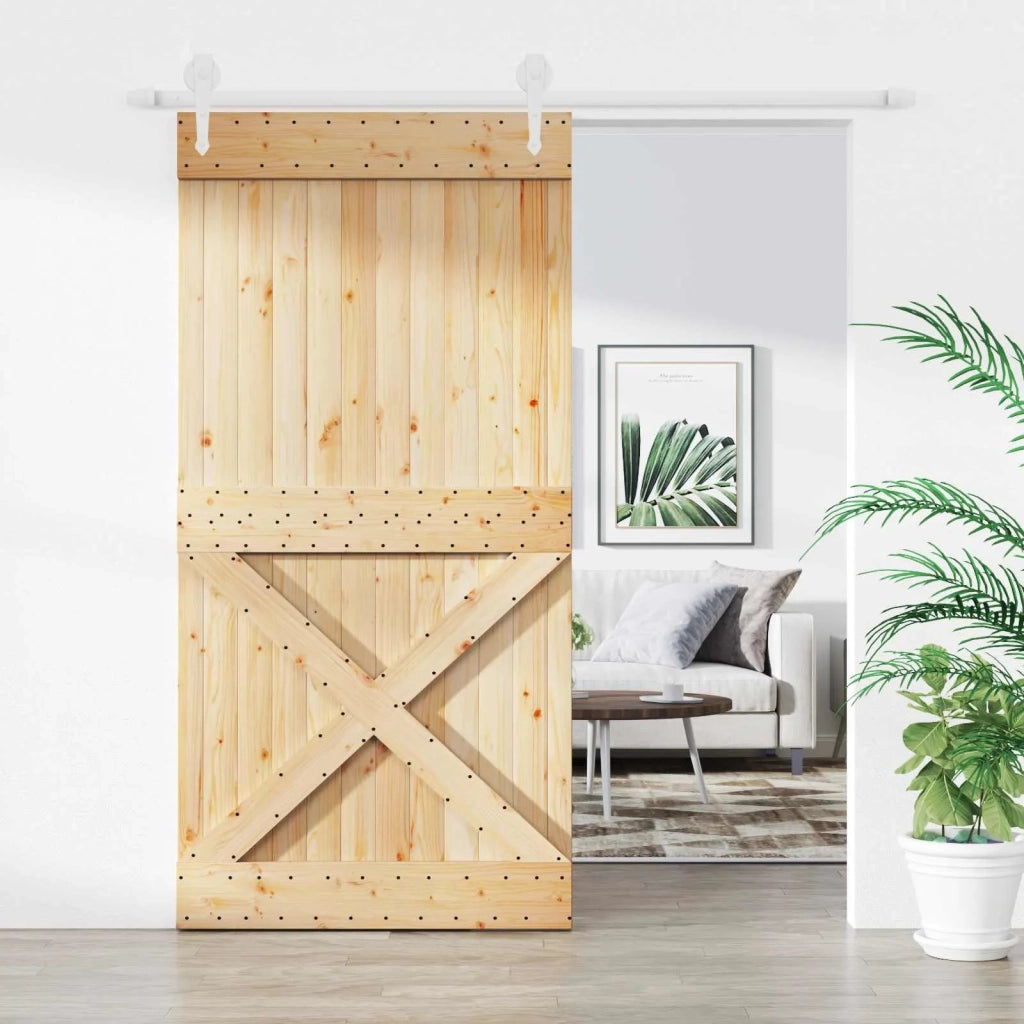 Porta scorrevole Naturale e Bianco 100 x 210 cm 3445193