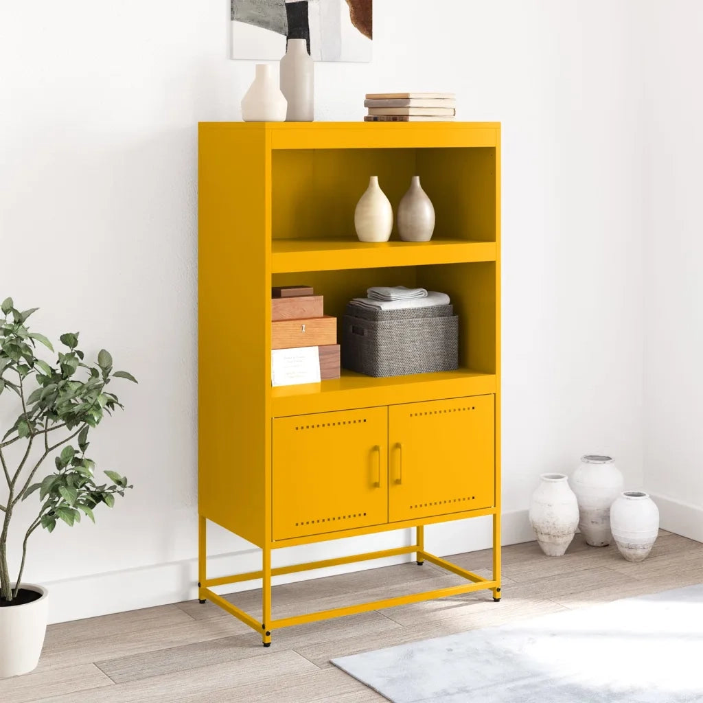 Credenza | Madia | Buffet da pranzo | Armadio da pranzo Giallo Senape 68,5x38,5x123,5 cm in Acciaio