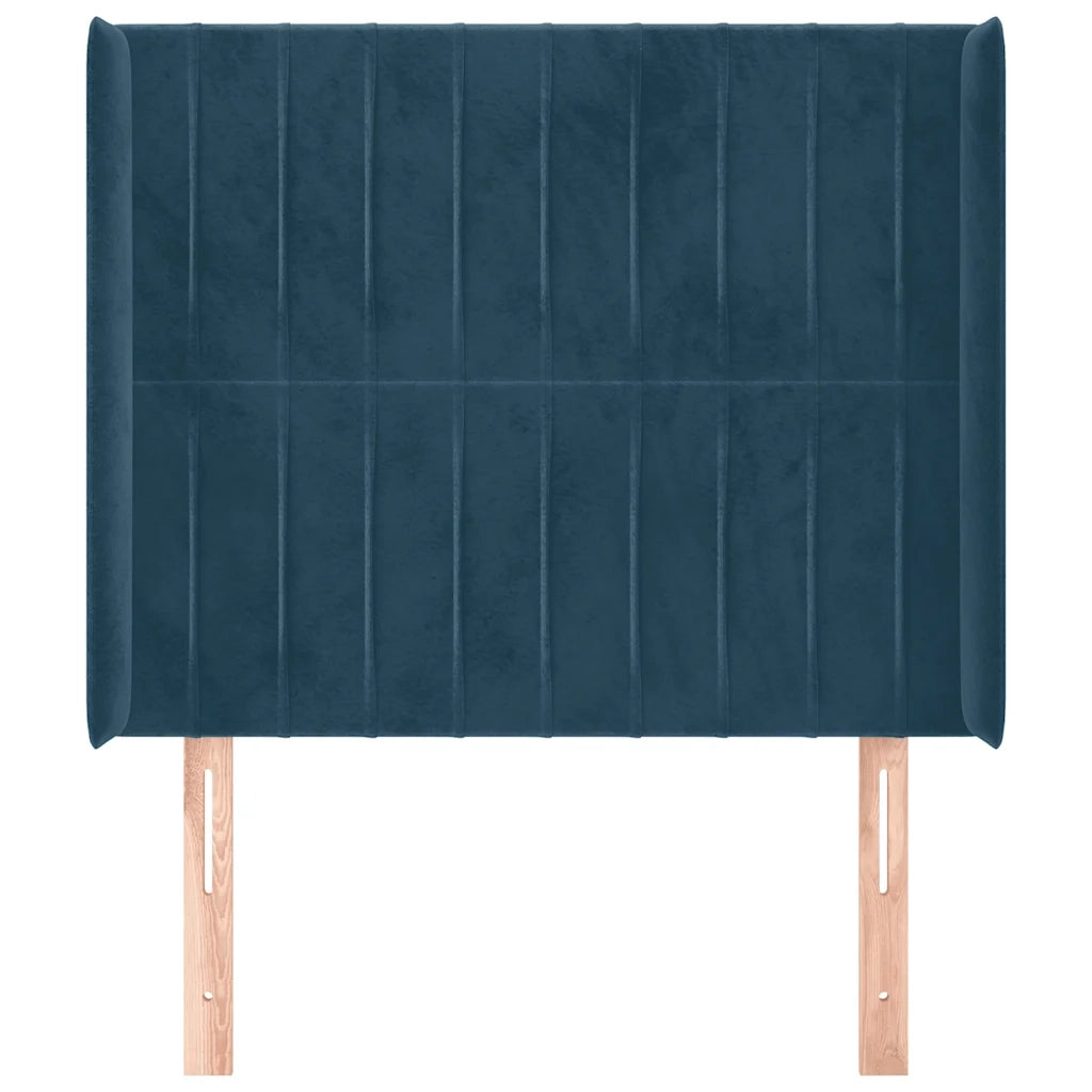 Testiera | Testata ad Orecchio Blu Scuro 83x16x118/128 cm in Velluto