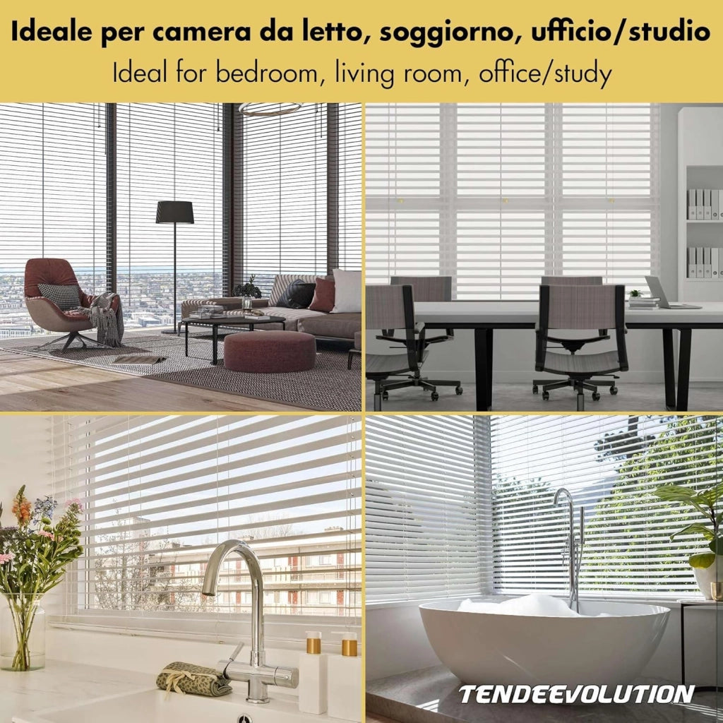 Tenda Veneziana Su Misura in Alluminio, Lamella da 25mm - Larghezza 0,80 x Altezza 1,50, Col. Marrone 1011, Comando e Orientamento a Sinistra