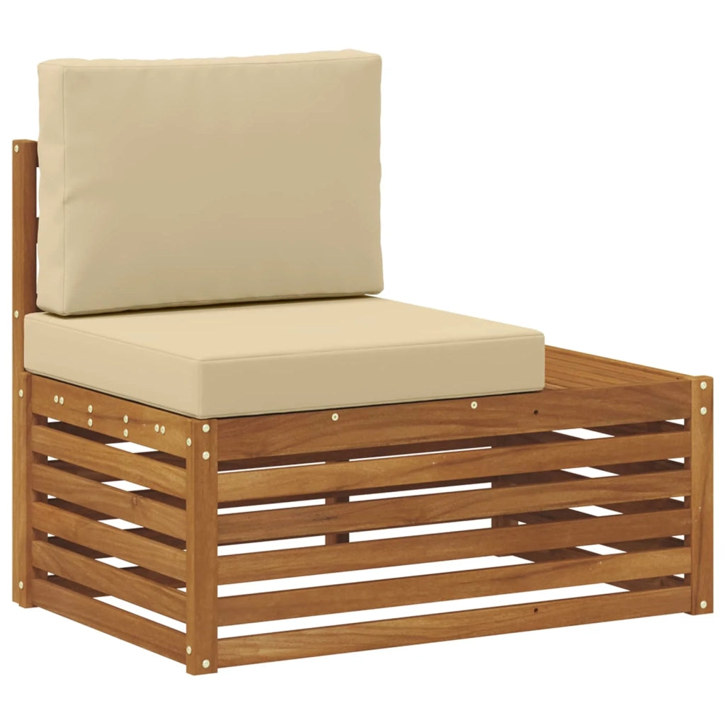 Set di divani da esterno-Sofa da giardino con cuscino 2 Pezzo Naturale e Beige
